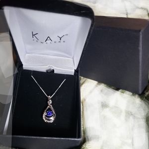 Floating Blue Sapphire  and Diamond  Necklace